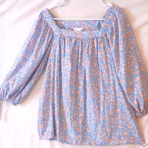 Lauren Conrad Boho Blouse, Sz 10, Lite Blue, NWOT